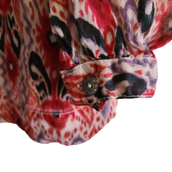 BEACHLUNCHLOUNGE Printed Peasant‎ Top with Embroidered Yoke Women's XL - Picture 9 of 13